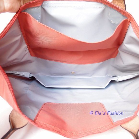 ❤️ NWT LONGCHAMP Le Pliage Large Nylon Shoulder Tote BLUSH Orange AUTHENTIC - Picture 11 of 14